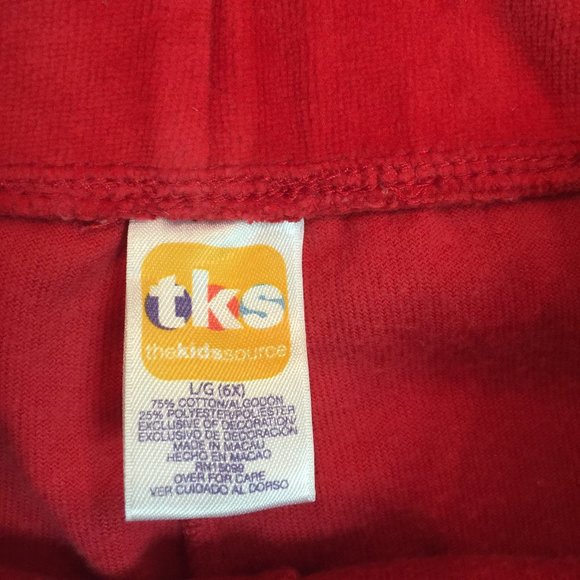 🌹  TKS GIRLS VELOUR CARGO PANTS SIZE 6X RED.🌹 - Picture 3 of 5